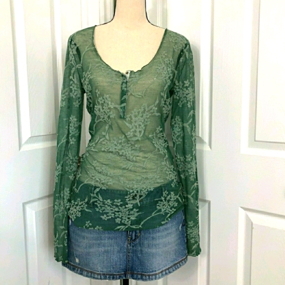 Free People Tops - Green FREE PEOPLE Lace Top